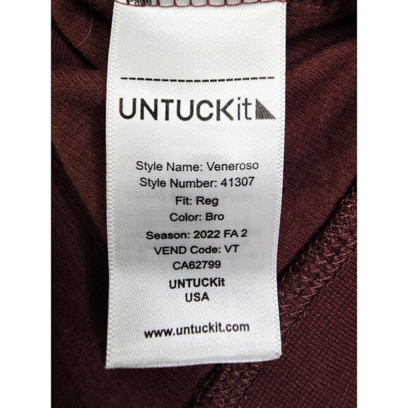 Untuckit Size Medium Mens Chocolate Brown Long Sleeve Pullover Logo Tag Henley - Picture 7 of 10